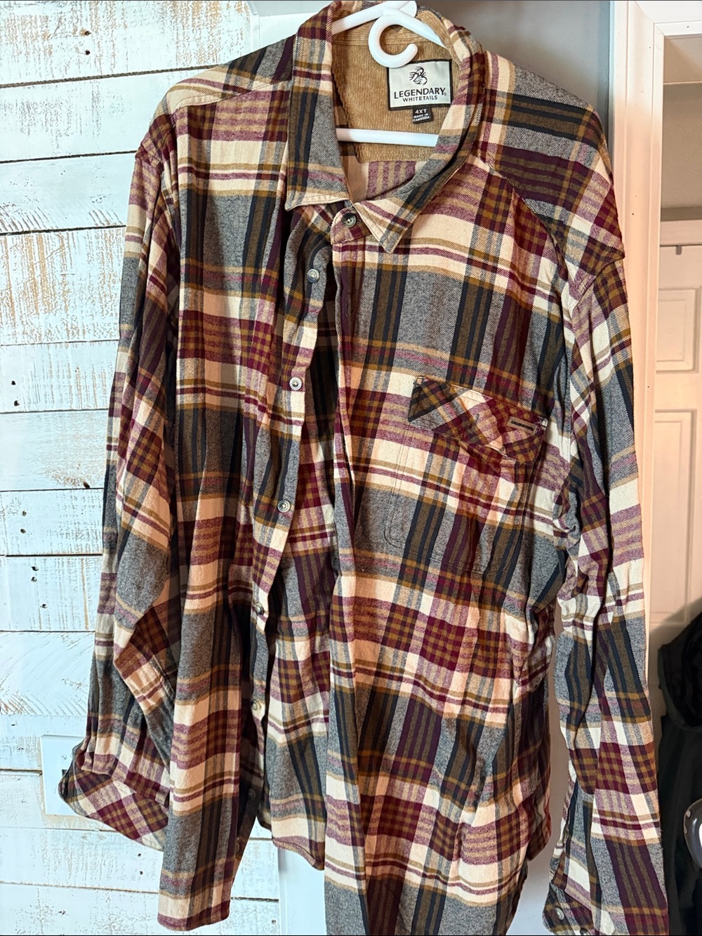 Legendary Whitetails Flannel Shirt - Cream, Maroon, Gray